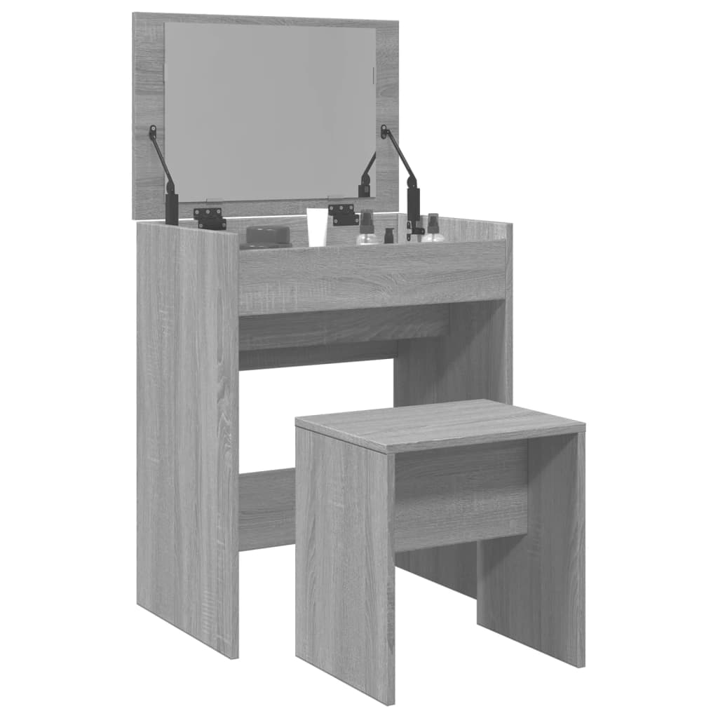 Grey Sonoma Dressing Table & Stool Set 60x40x113.5 cm - Stylish & Compact