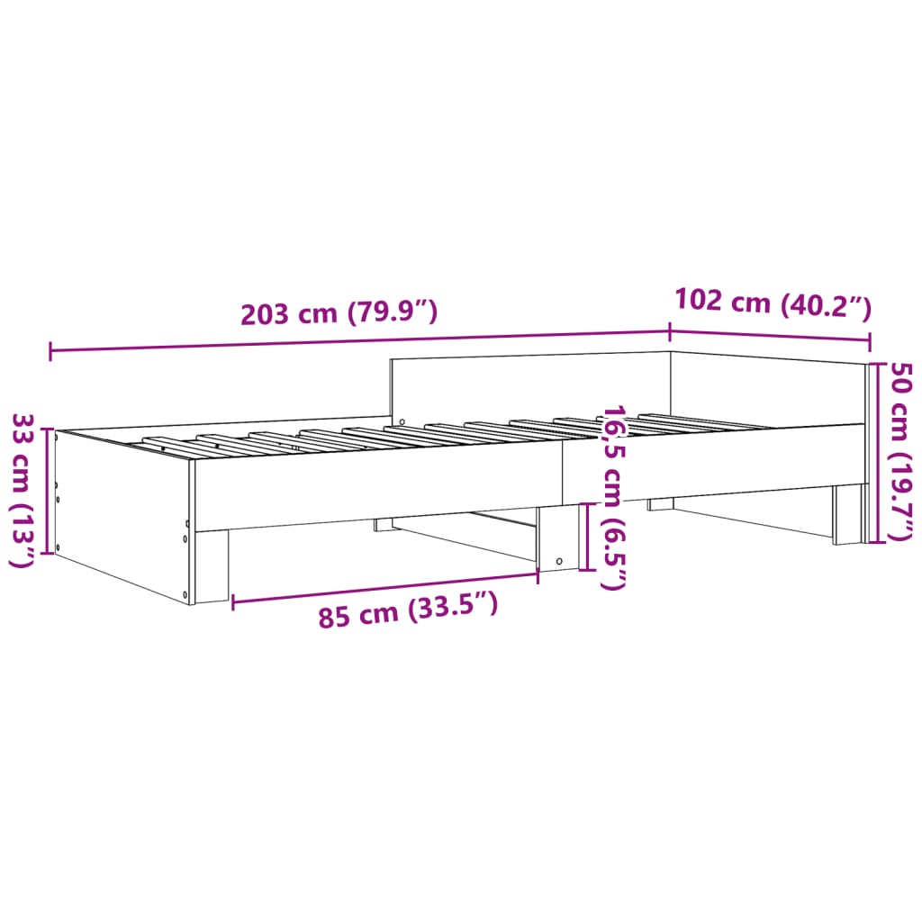 Black Engineered Wood Bed Frame 100x200 cm - Mattress Not Included