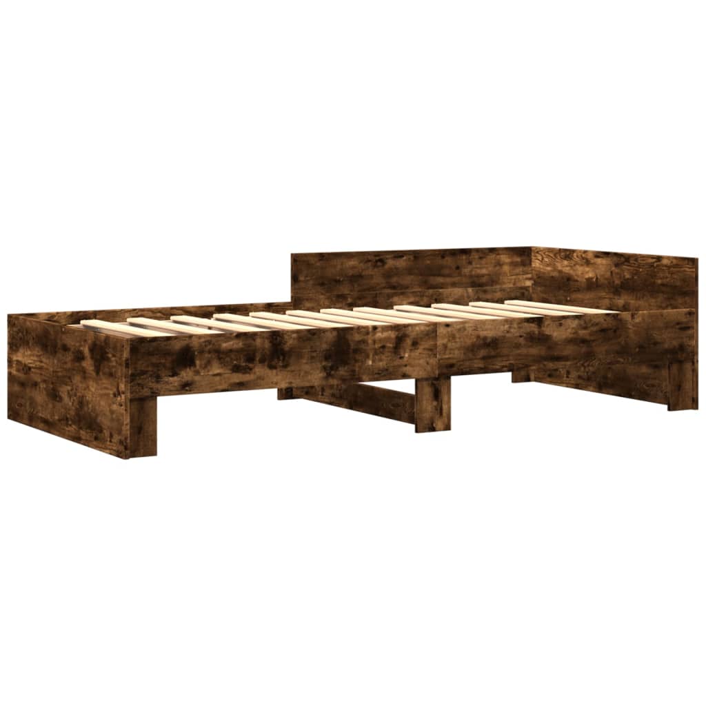 Smoked Oak Bed Frame 100x200 cm - Engineered Wood, No Mattress