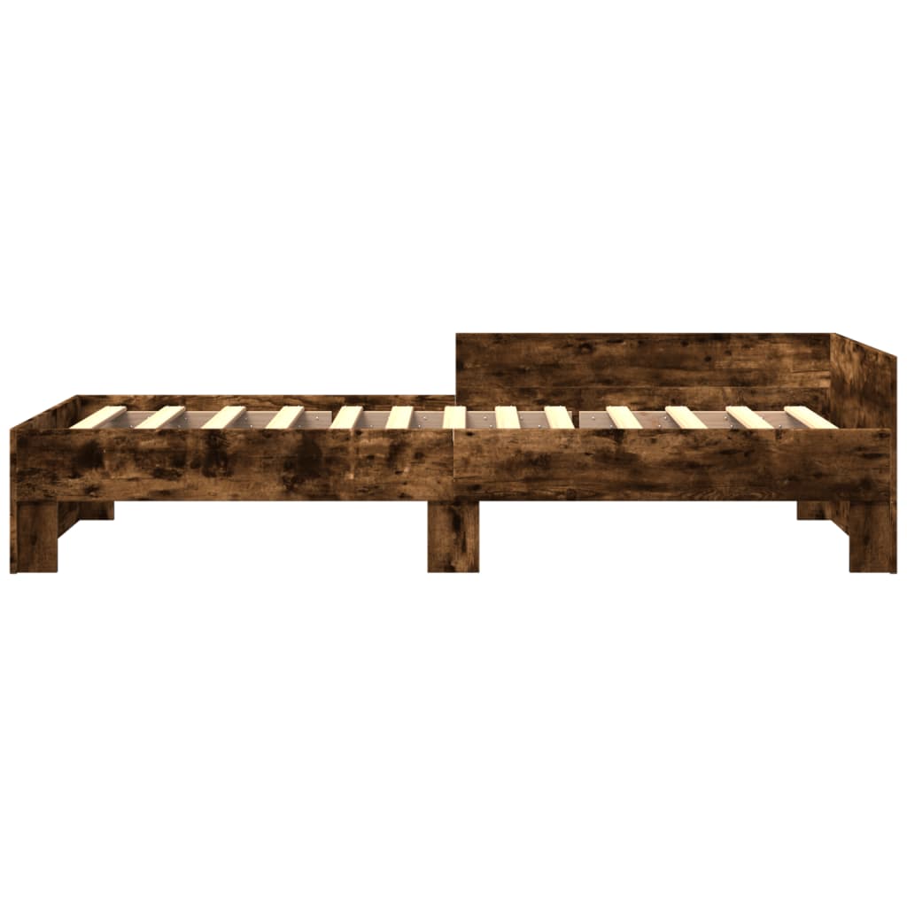 Smoked Oak Bed Frame 100x200 cm - Engineered Wood, No Mattress
