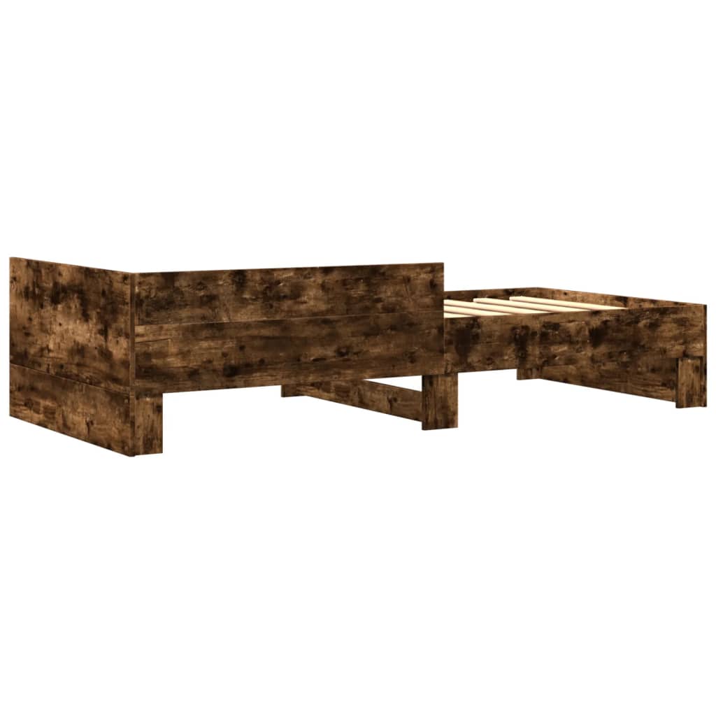 Smoked Oak Bed Frame 100x200 cm - Engineered Wood, No Mattress
