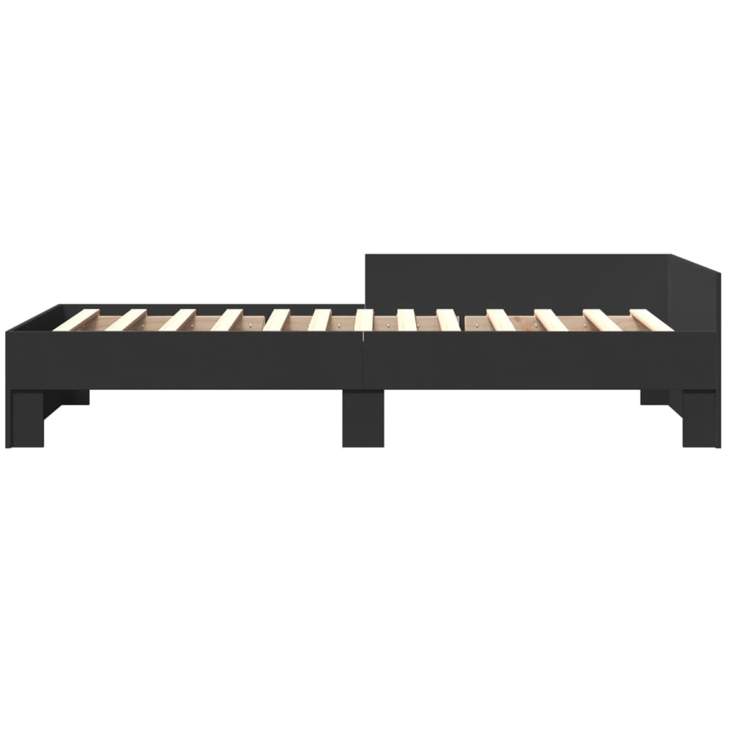 Sleek Black Engineered Wood Bed Frame 90x200 cm - No Mattress