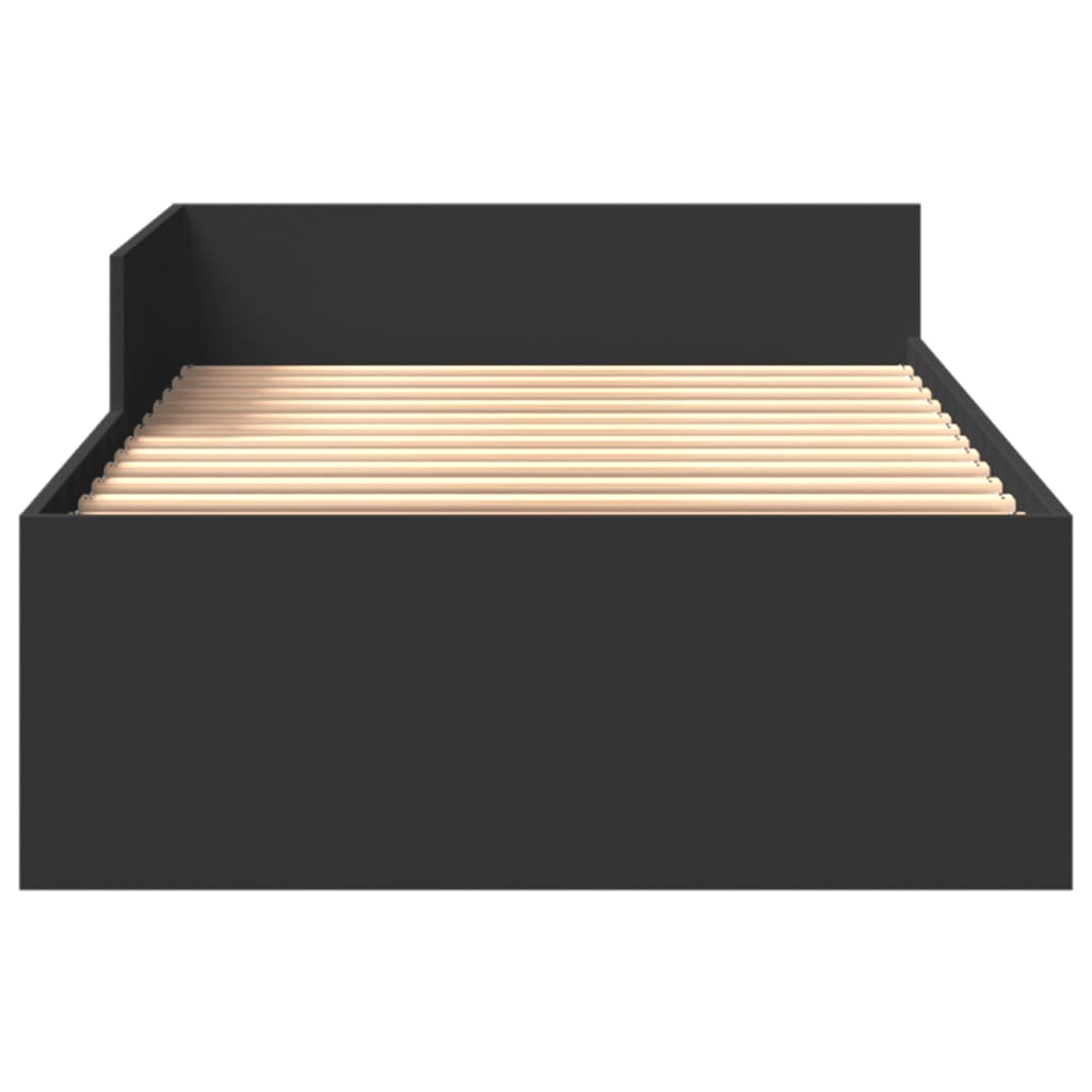 Sleek Black Engineered Wood Bed Frame 90x200 cm - No Mattress