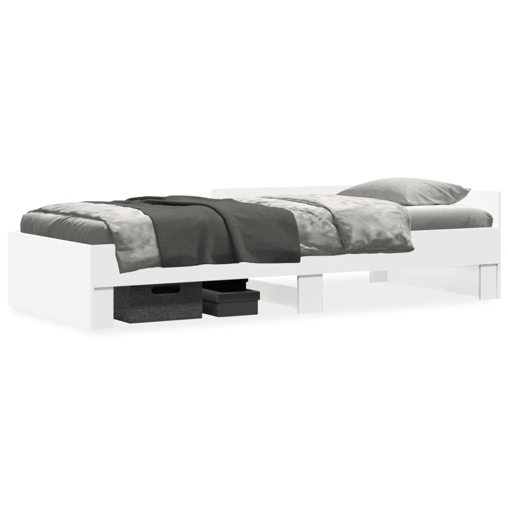 White Engineered Wood Single Bed Frame 90x190cm - No Mattress Included