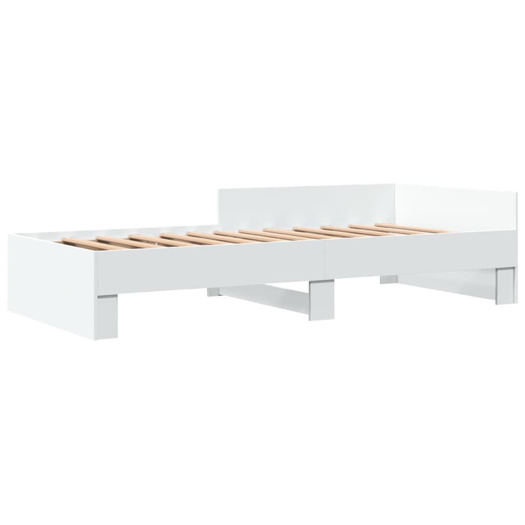 White Engineered Wood Single Bed Frame 90x190cm - No Mattress Included
