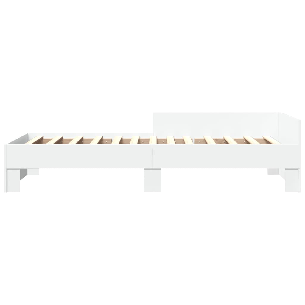 White Engineered Wood Single Bed Frame 90x190cm - No Mattress Included