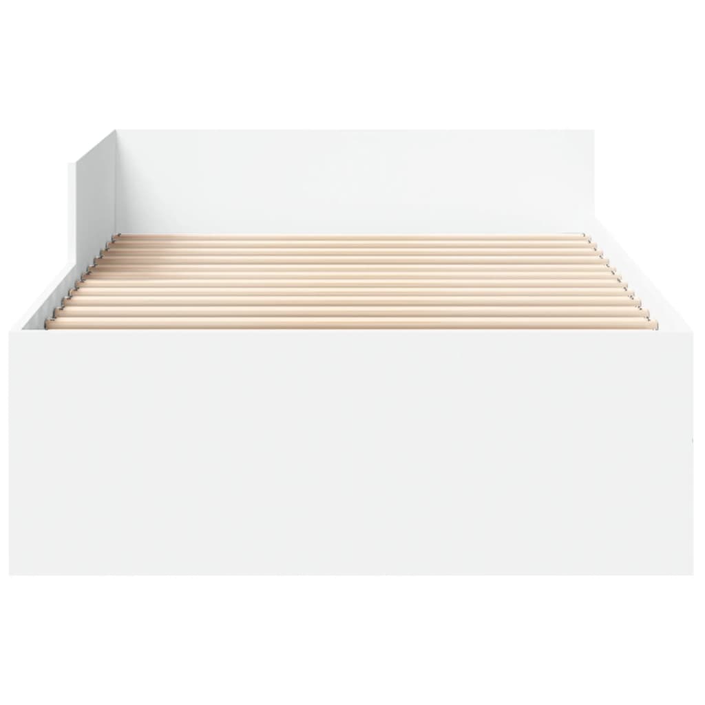 White Engineered Wood Single Bed Frame 90x190cm - No Mattress Included