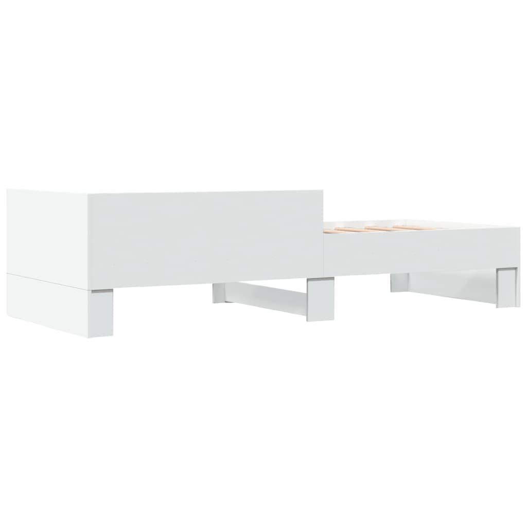 White Engineered Wood Single Bed Frame 90x190cm - No Mattress Included