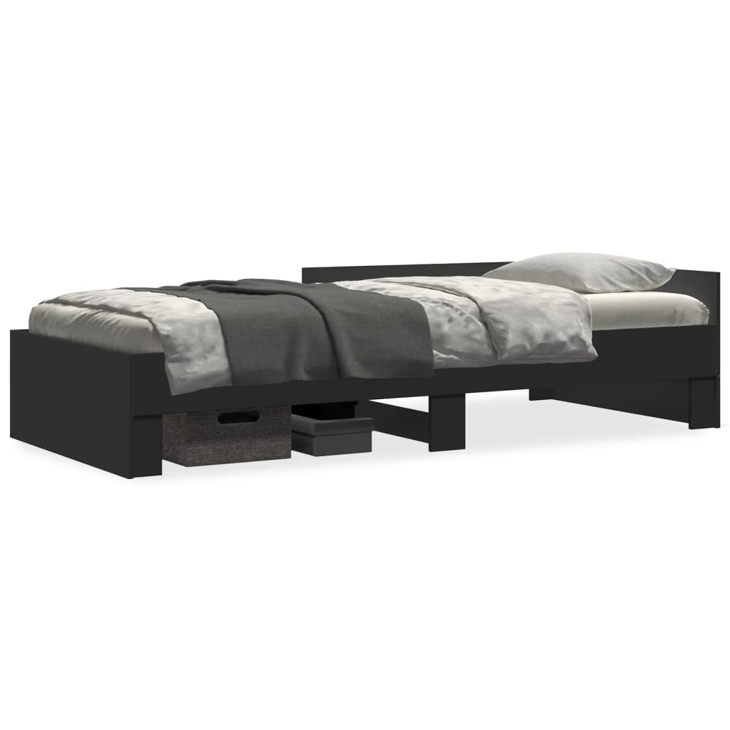 Black Engineered Wood Single Bed Frame 90x190 cm (No Mattress)