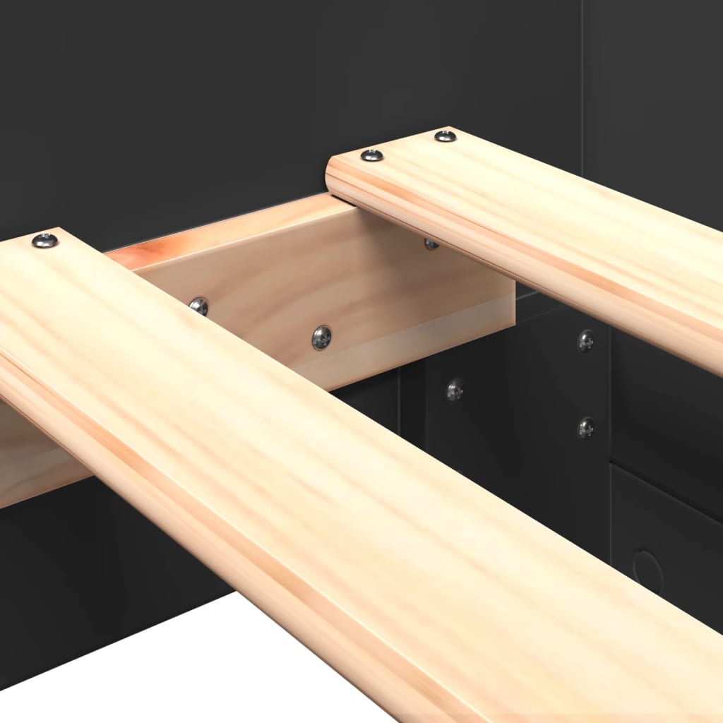 Black Engineered Wood Single Bed Frame 90x190 cm (No Mattress)