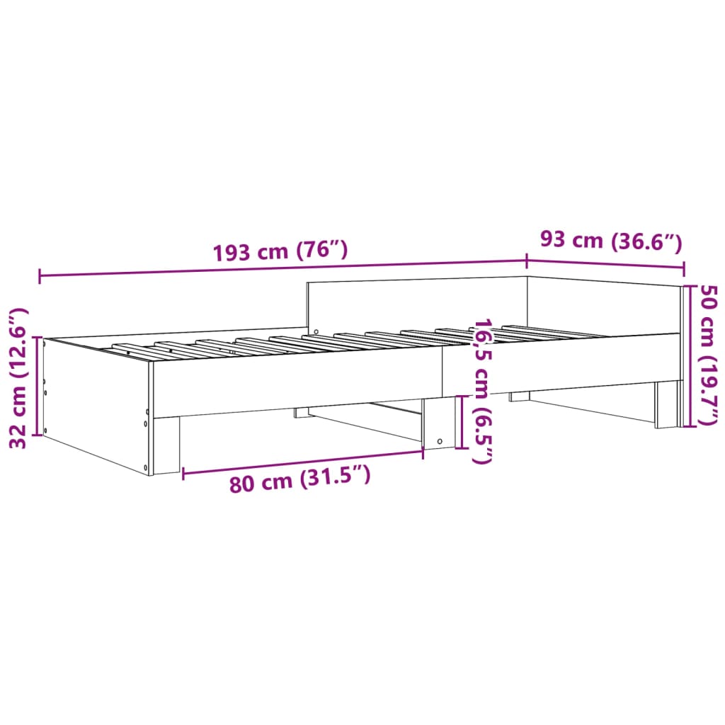 Black Engineered Wood Single Bed Frame 90x190 cm (No Mattress)