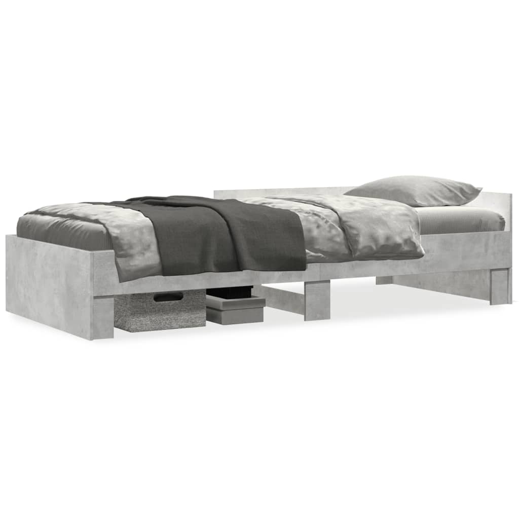 Concrete Grey Single Bed Frame 90x190 cm - Engineered Wood