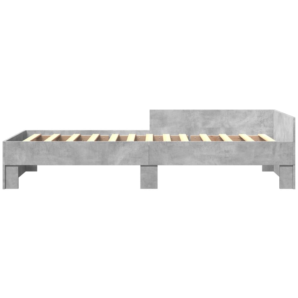 Concrete Grey Single Bed Frame 90x190 cm - Engineered Wood