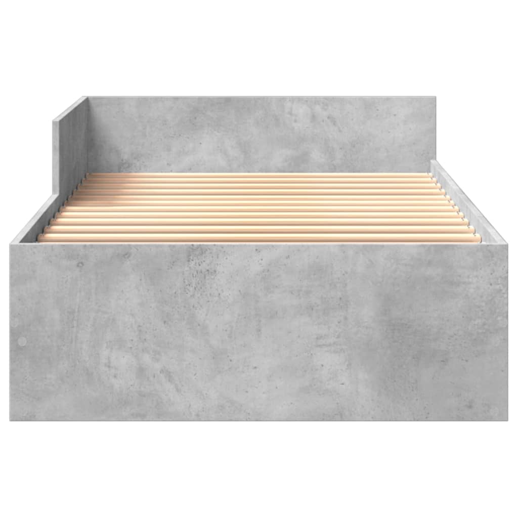 Concrete Grey Single Bed Frame 90x190 cm - Engineered Wood