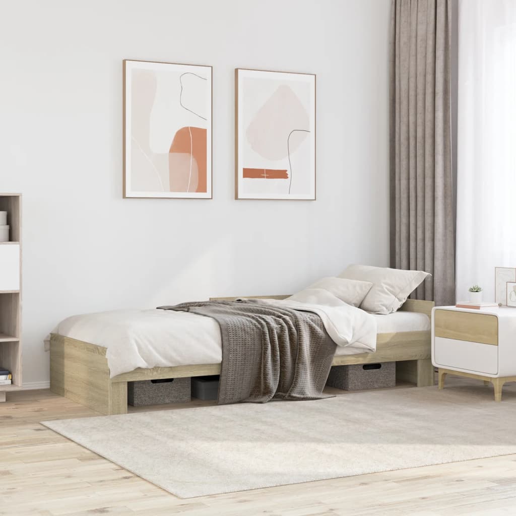 Sonoma Oak Bed Frame 75x190cm Small Single Engineered Wood