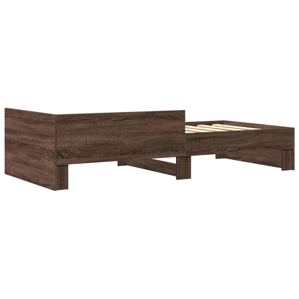 Brown Oak Engineered Wood Bed Frame 75x190 cm - Small Single