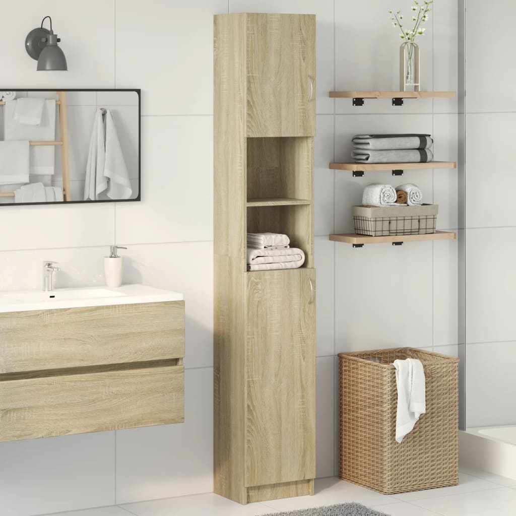 Sonoma Oak Bathroom Cabinet 32x25.5x190 cm - Engineered Wood