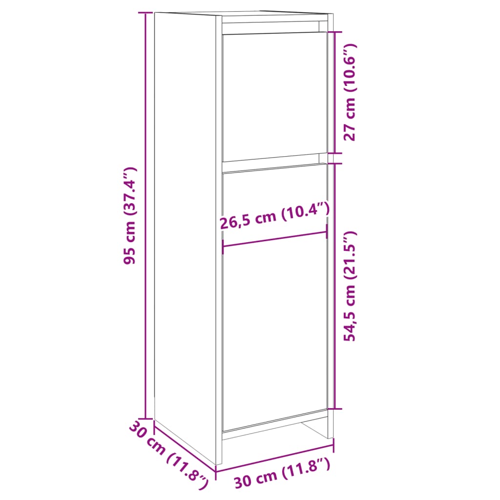 Sonoma Oak Bathroom Cabinet 30x30x95 cm - Engineered Wood