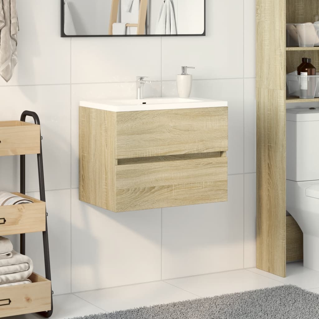 Modern Sonoma Oak Sink Cabinet, Engineered Wood, 60x38.5x45 cm
