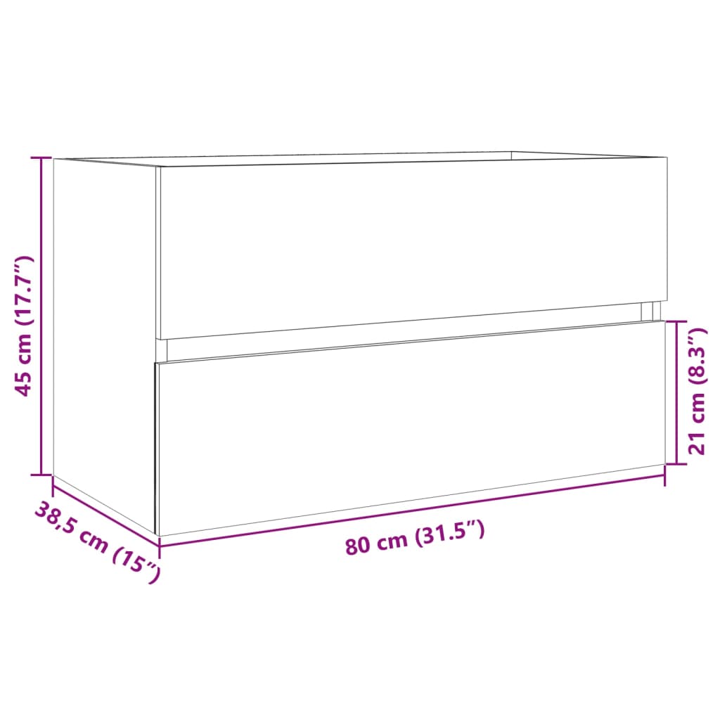 Sonoma Oak Sink Cabinet, 80x38.5x45 cm, Engineered Wood