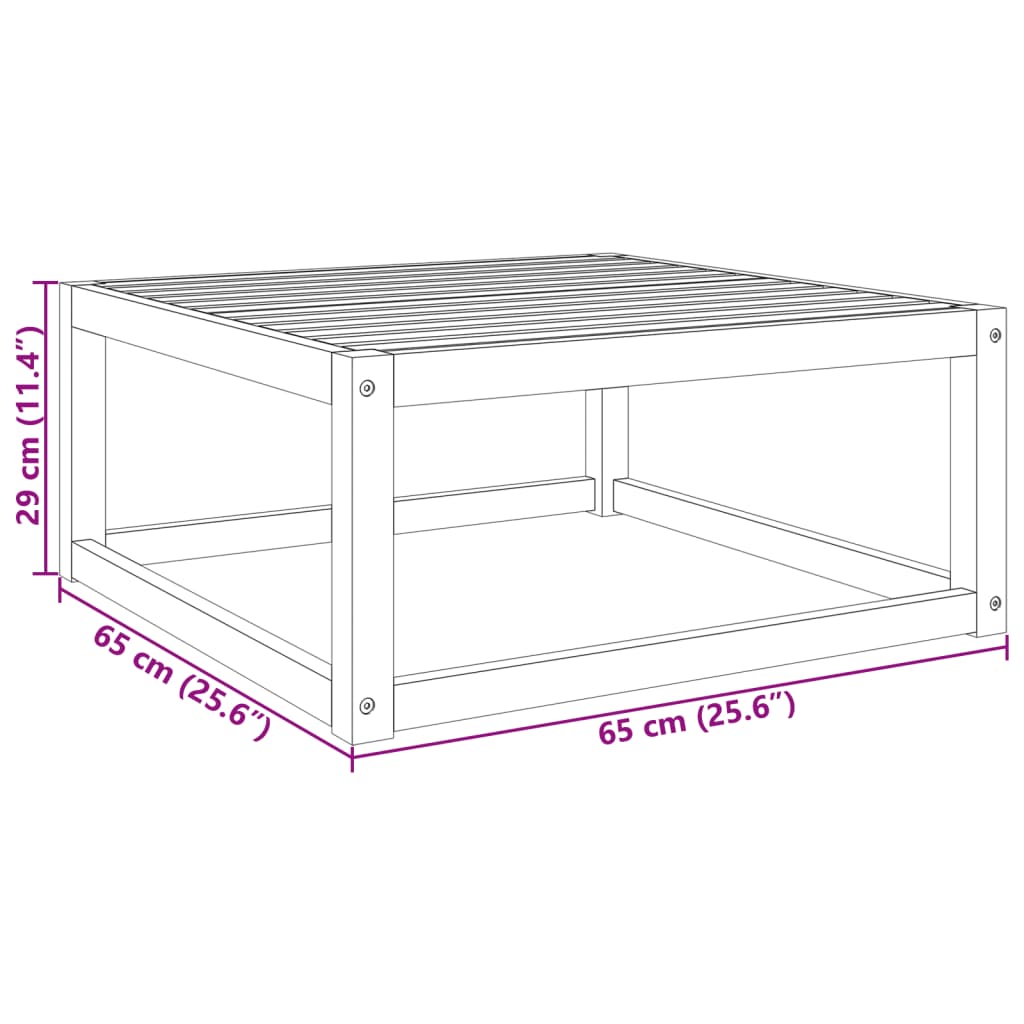 Solid Acacia Wood Garden Table, 65x65x29 cm - Elegant & Durable