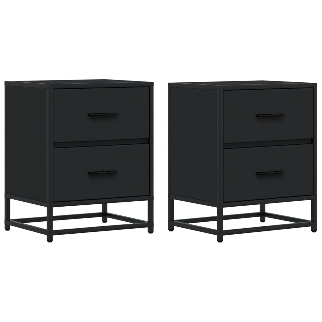 Black Engineered Wood Bedside Cabinets Set, 40x31x50 cm, 2 pcs