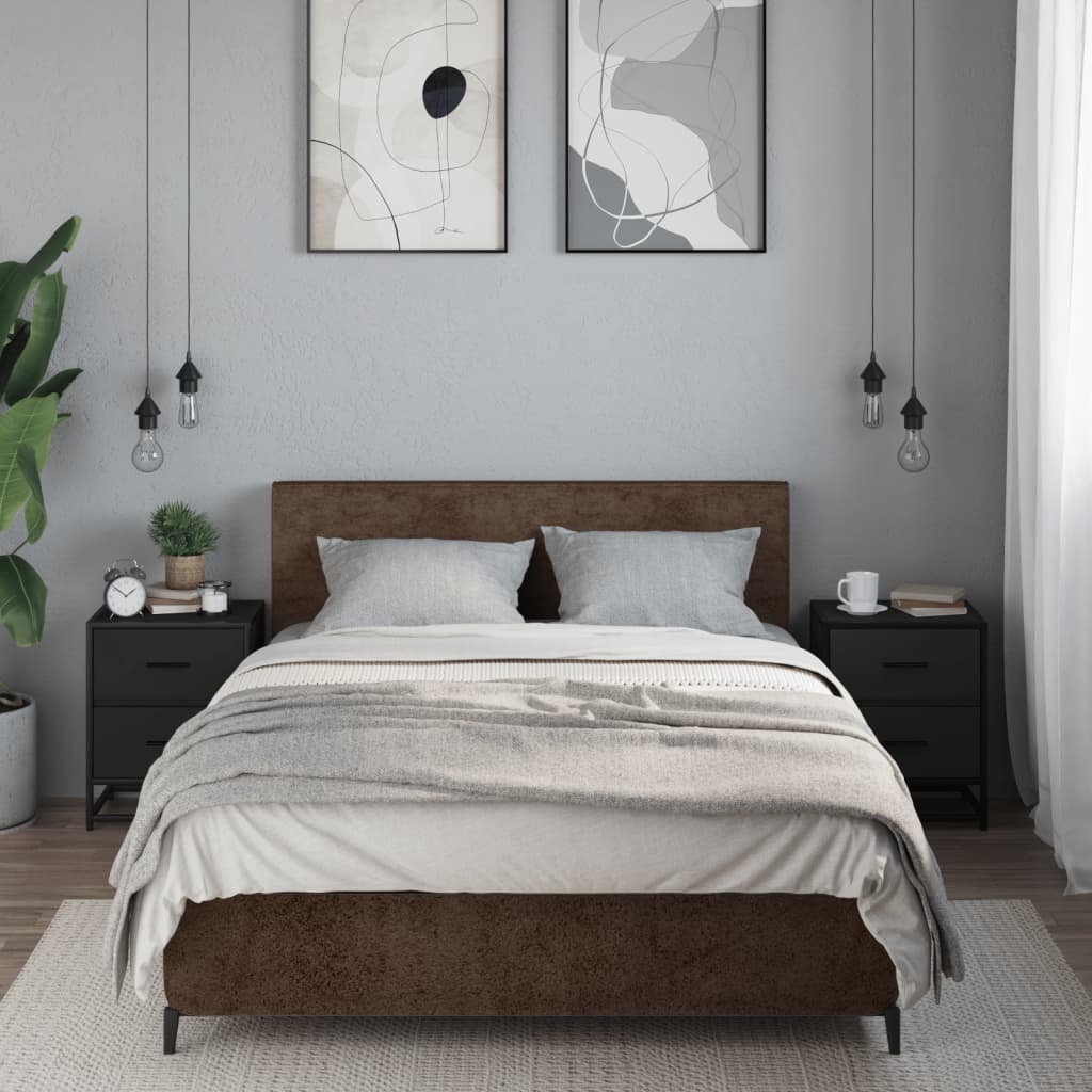 Black Engineered Wood Bedside Cabinets Set, 40x31x50 cm, 2 pcs