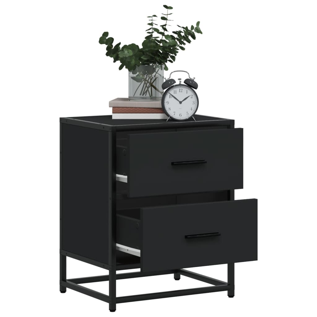 Black Engineered Wood Bedside Cabinets Set, 40x31x50 cm, 2 pcs
