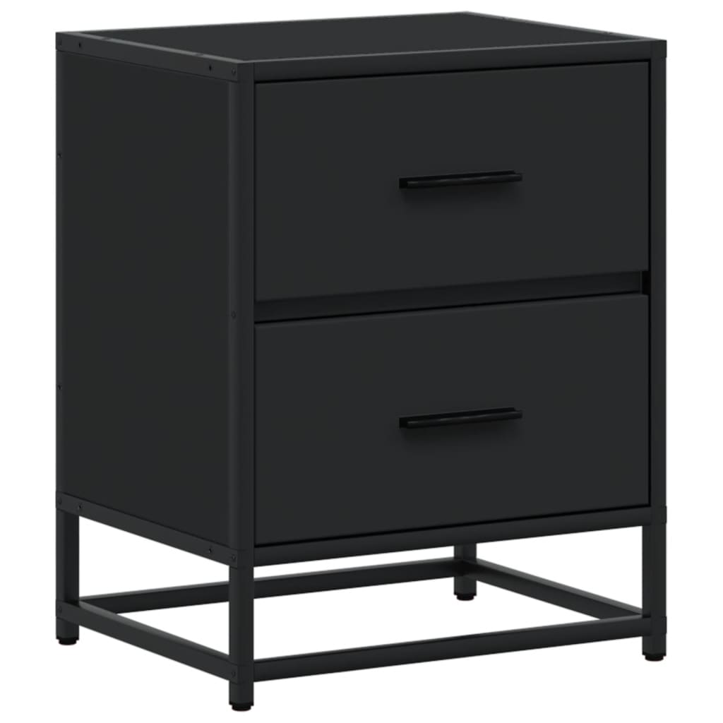 Black Engineered Wood Bedside Cabinets Set, 40x31x50 cm, 2 pcs
