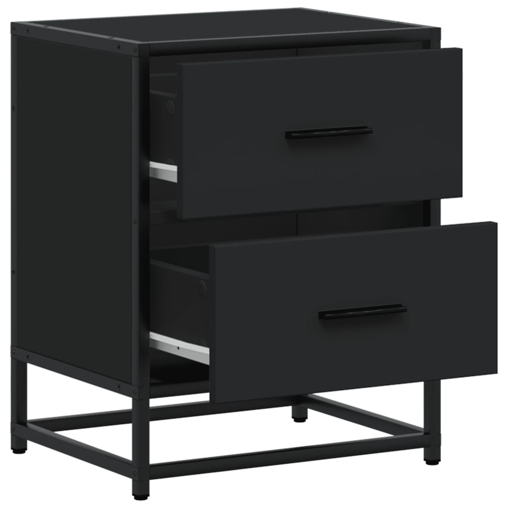 Black Engineered Wood Bedside Cabinets Set, 40x31x50 cm, 2 pcs