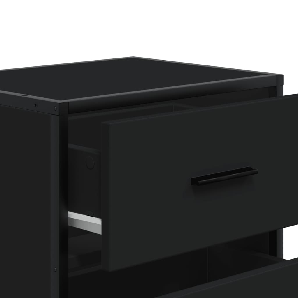 Black Engineered Wood Bedside Cabinets Set, 40x31x50 cm, 2 pcs