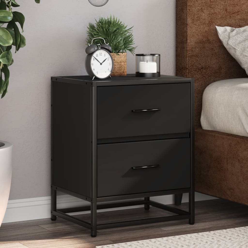 Black Engineered Wood Bedside Cabinets Set, 40x31x50 cm, 2 pcs