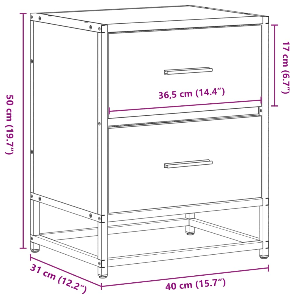 Sonoma Oak Bedside Cabinet - 40x31x50 cm Engineered Wood