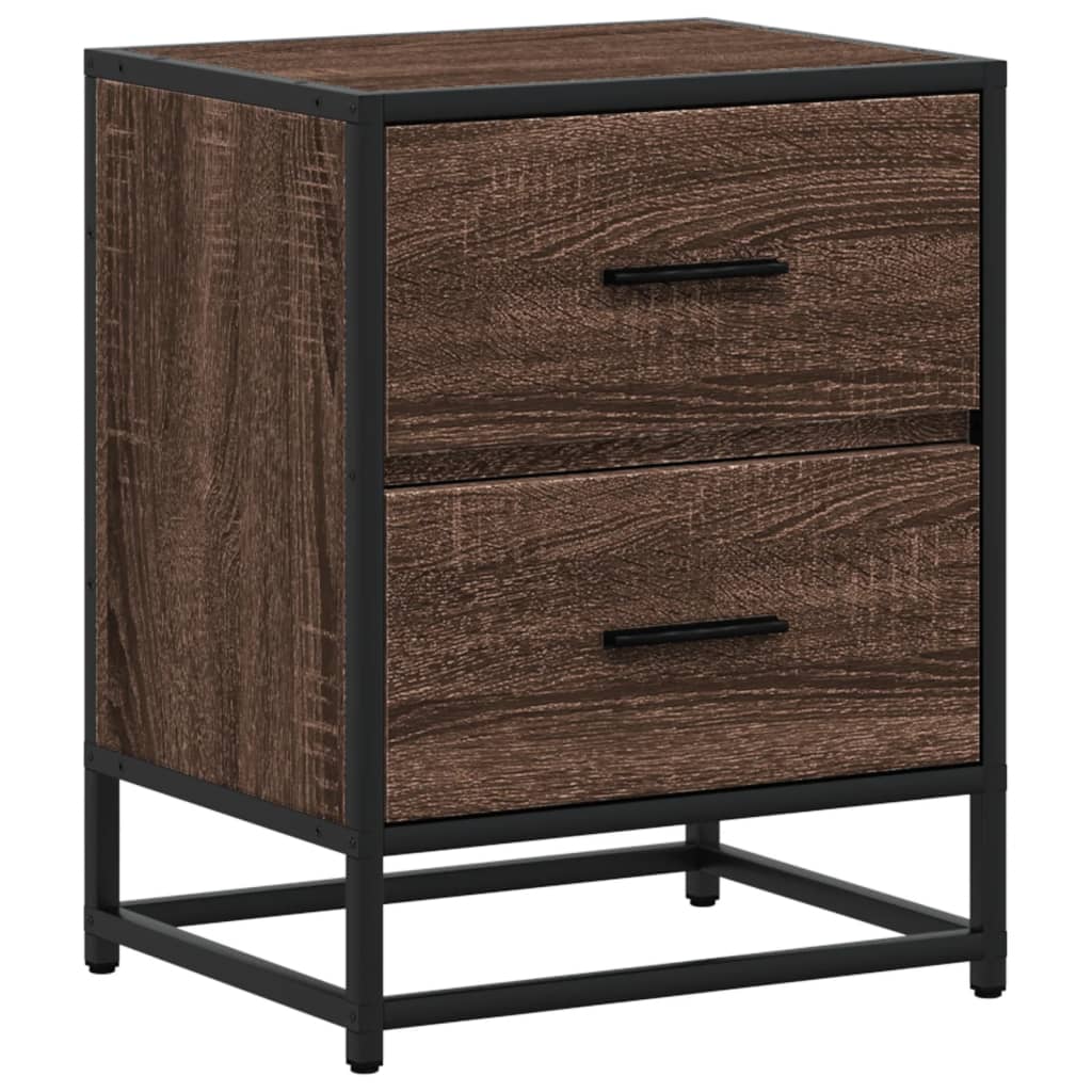 Brown Oak Bedside Cabinet - 40x31x50 cm Engineered Wood