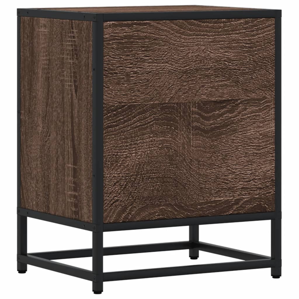 Brown Oak Bedside Cabinet - 40x31x50 cm Engineered Wood