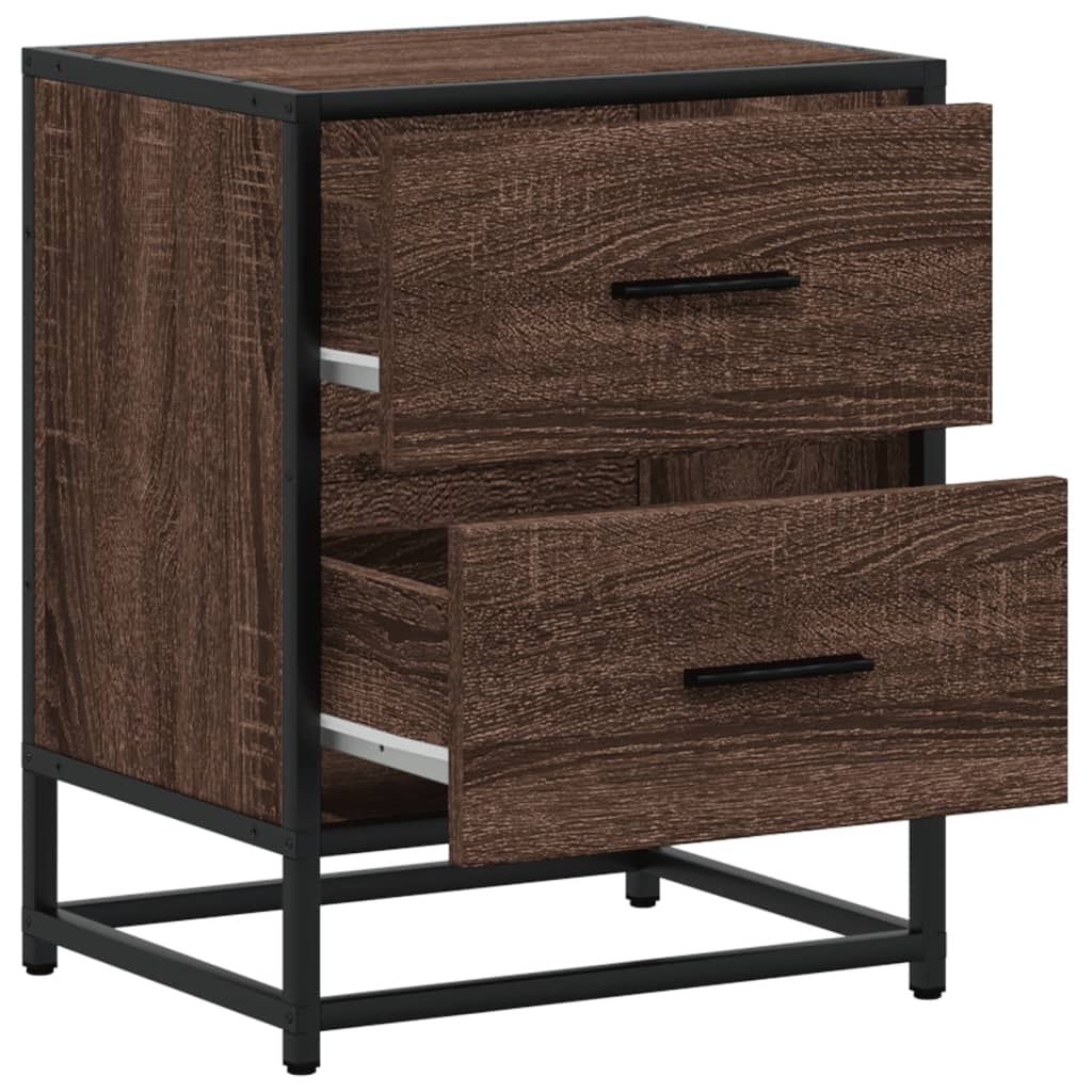 Brown Oak Bedside Cabinet - 40x31x50 cm Engineered Wood
