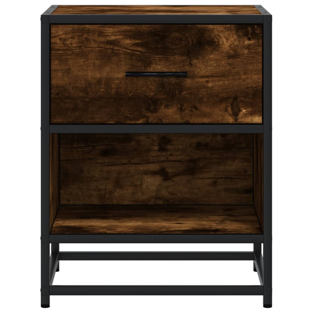 Compact Bedside Cabinet in Smoked Oak - 40x31x50cm, Engineered Wood