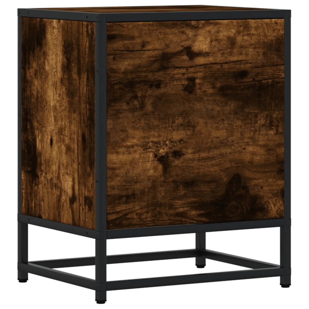 Compact Bedside Cabinet in Smoked Oak - 40x31x50cm, Engineered Wood