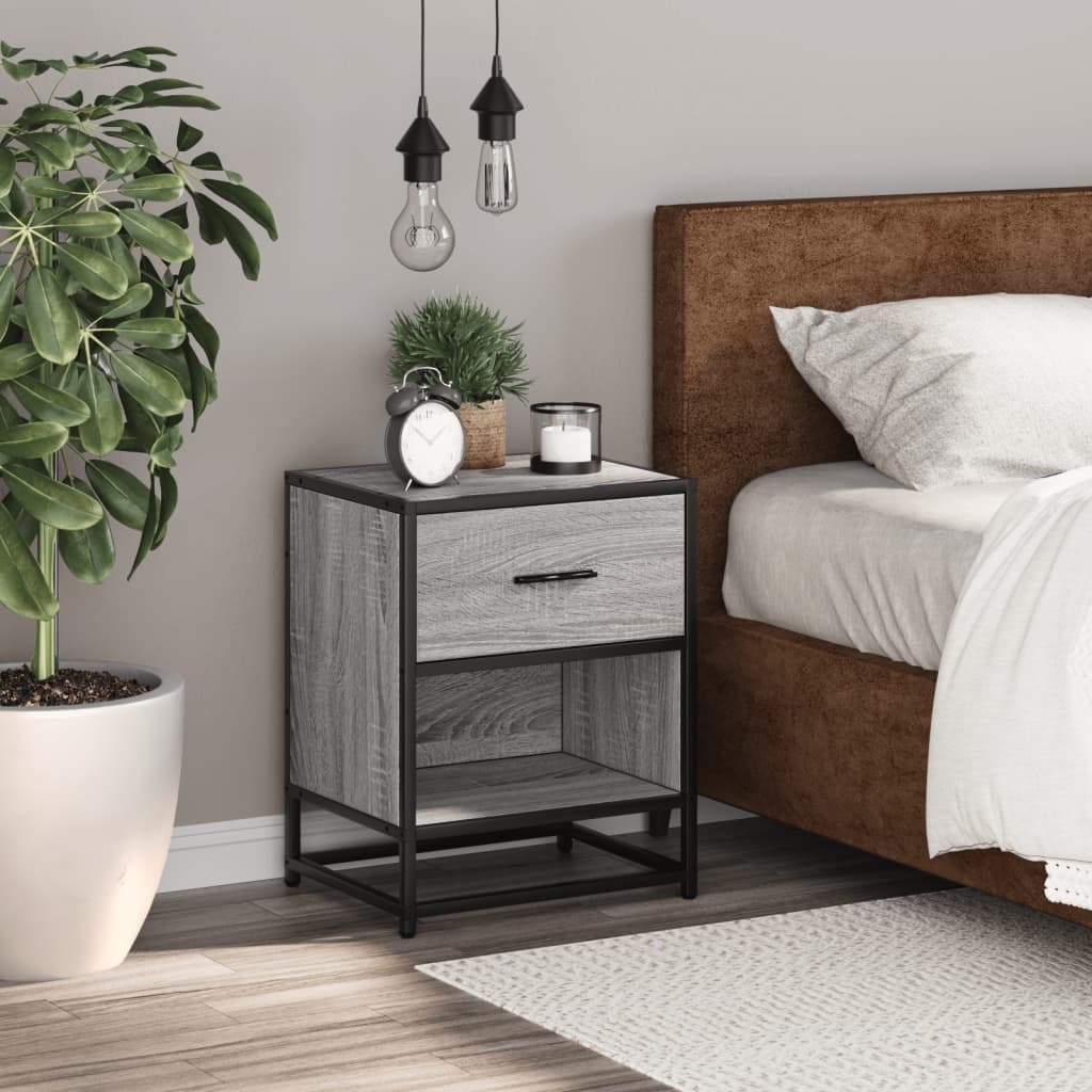 Grey Sonoma Bedside Cabinet 40x31x50 cm - Engineered Wood