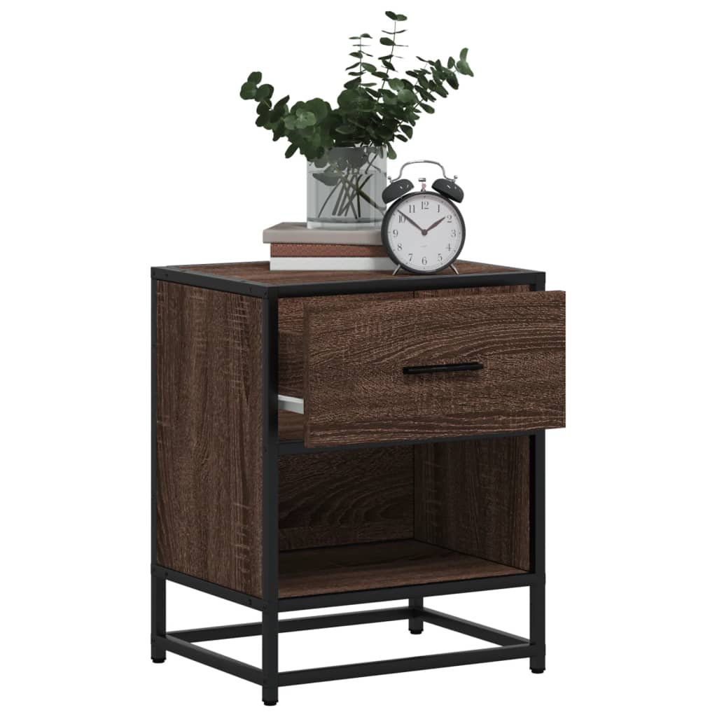 Brown Oak Bedside Cabinets Set of 2 - 40x31x50 cm, Engineered Wood