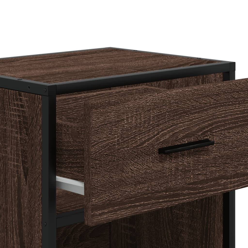 Brown Oak Bedside Cabinets Set of 2 - 40x31x50 cm, Engineered Wood