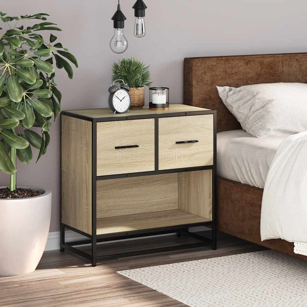 Sonoma Oak Bedside Cabinet 60x31x60cm - Wood & Metal Design