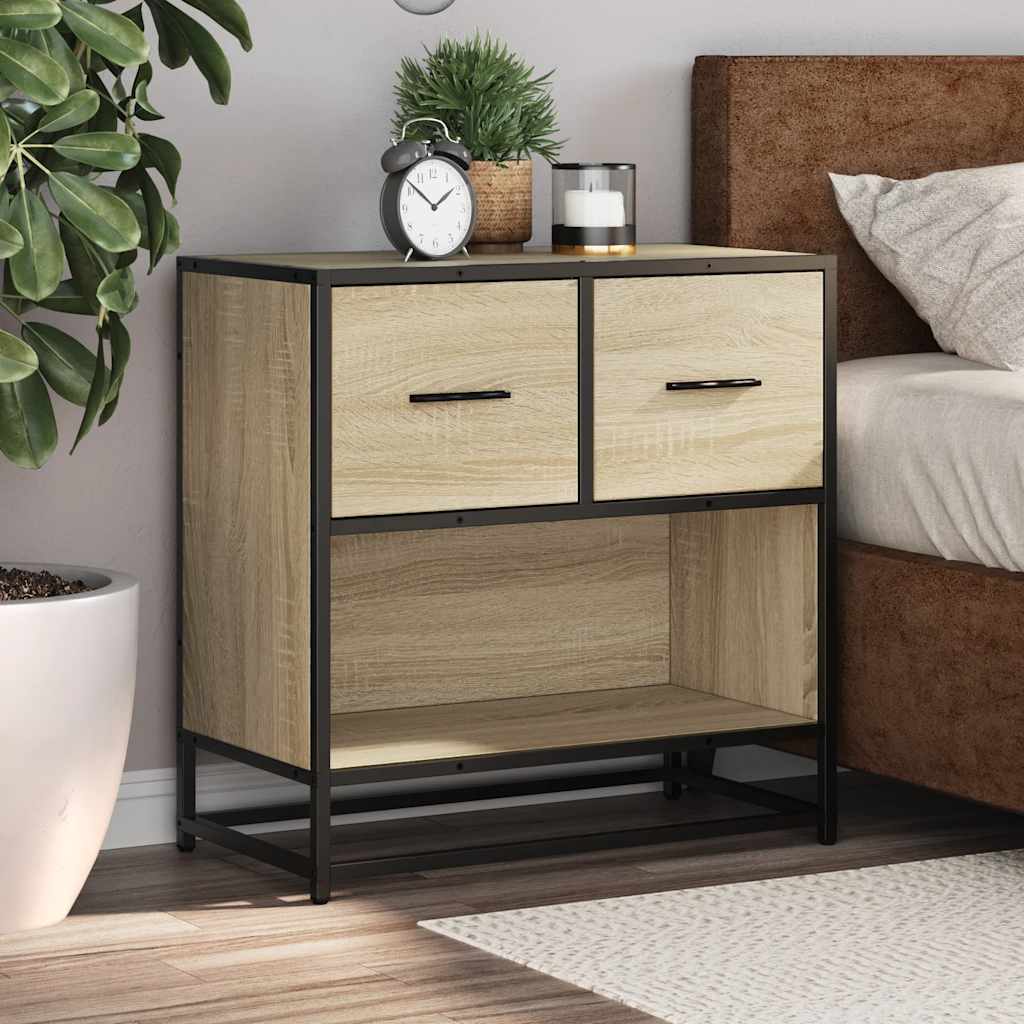 Sonoma Oak Bedside Cabinet 60x31x60cm - Wood & Metal Design