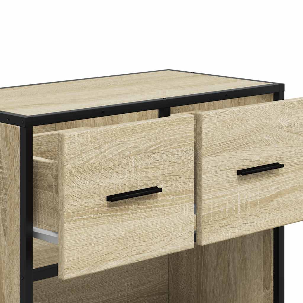 Sonoma Oak Bedside Cabinet 60x31x60cm - Wood & Metal Design