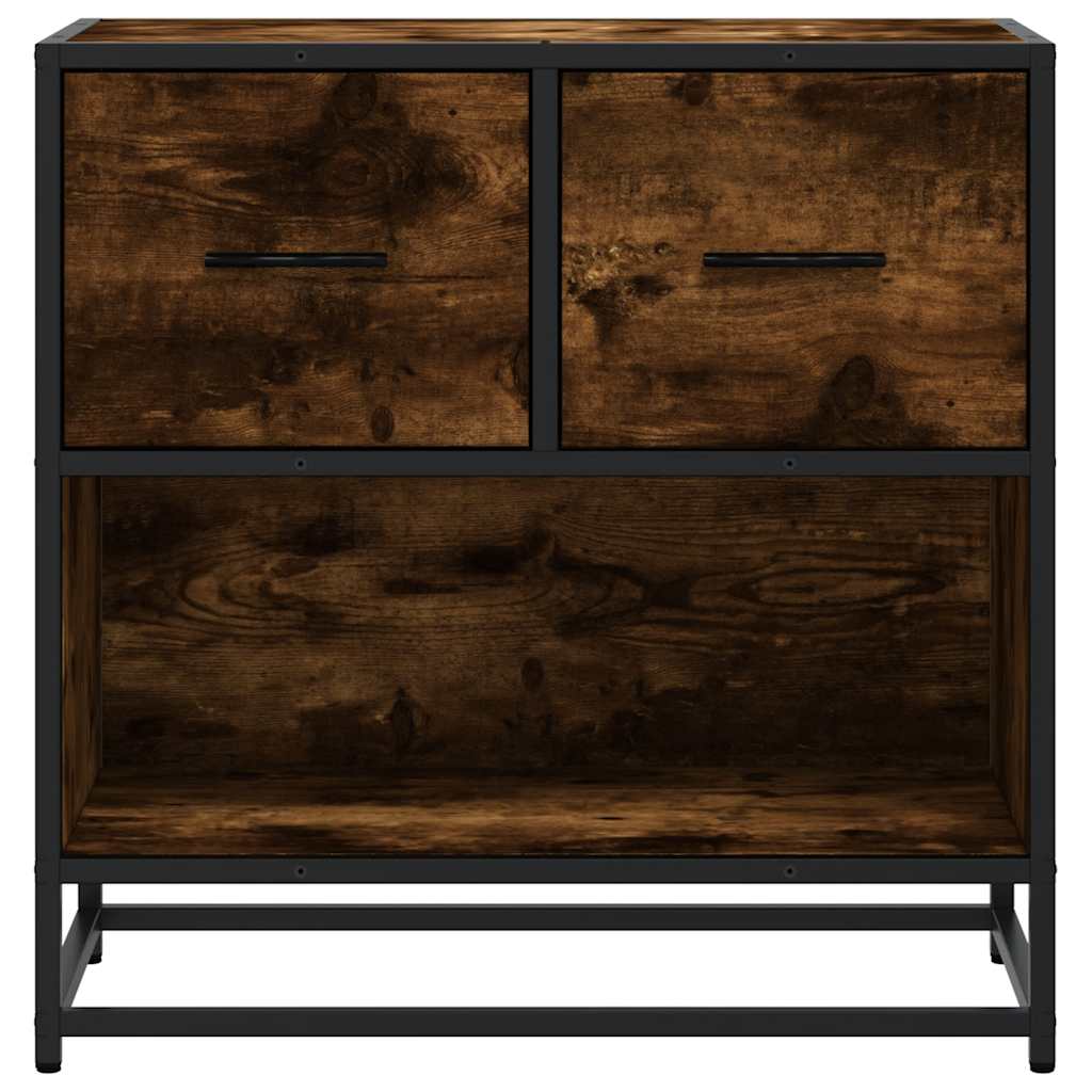Smoked Oak Bedside Cabinet 60x31x60 cm - Wood & Metal Design
