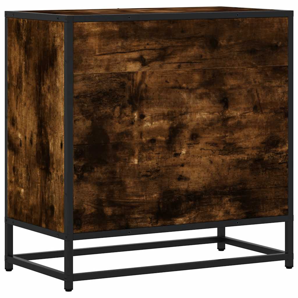 Smoked Oak Bedside Cabinet 60x31x60 cm - Wood & Metal Design
