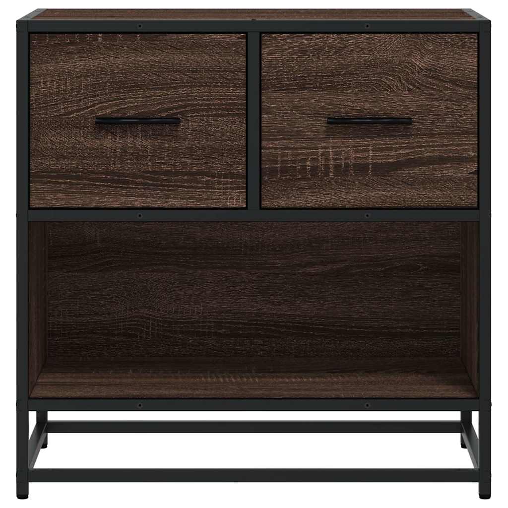 Brown Oak Bedside Cabinet 60x31x60 cm - Engineered Wood & Metal