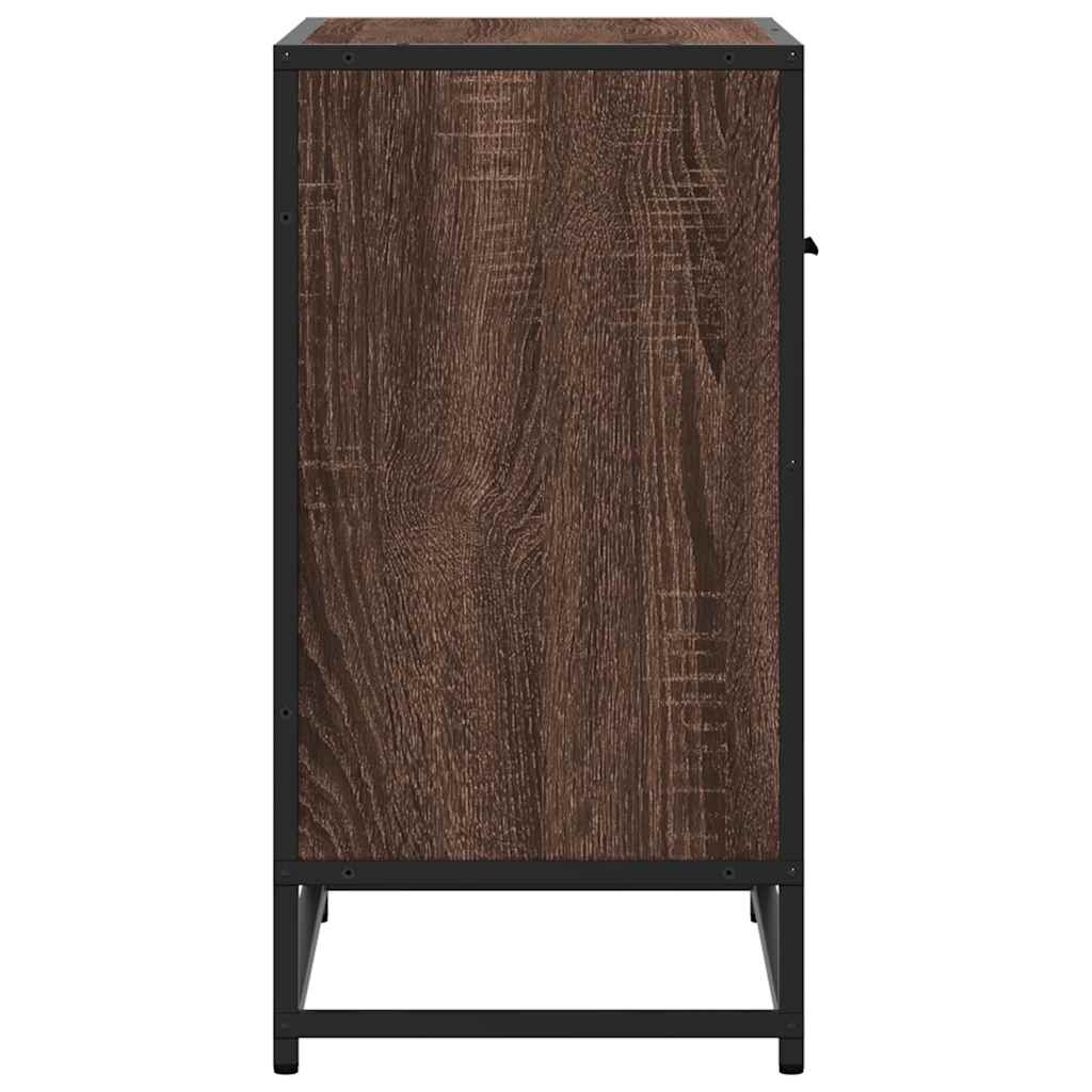 Brown Oak Bedside Cabinet 60x31x60 cm - Engineered Wood & Metal