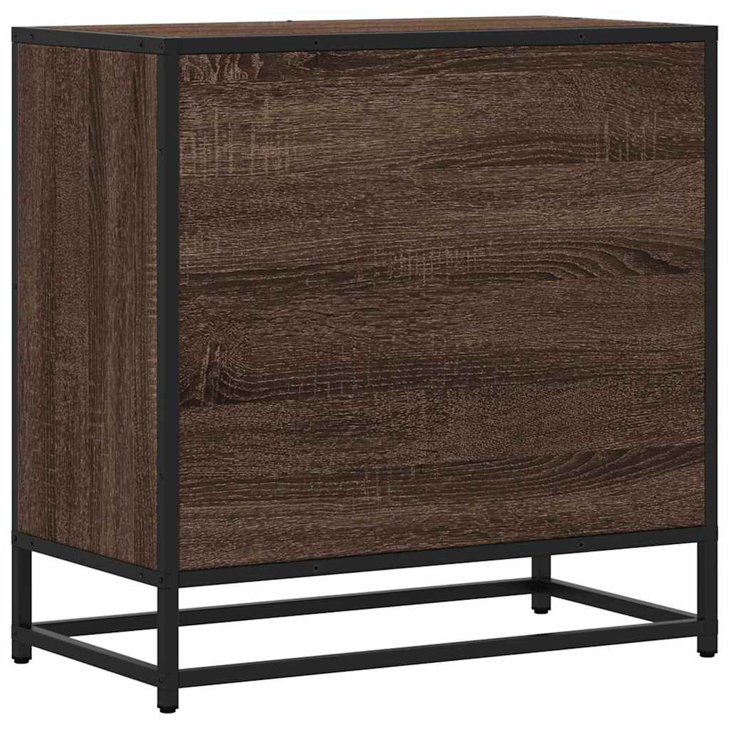 Brown Oak Bedside Cabinet 60x31x60 cm - Engineered Wood & Metal