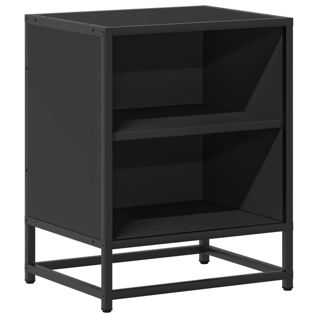 Sleek Black Bedside Cabinet 40x31x50 cm - Wood & Metal Design